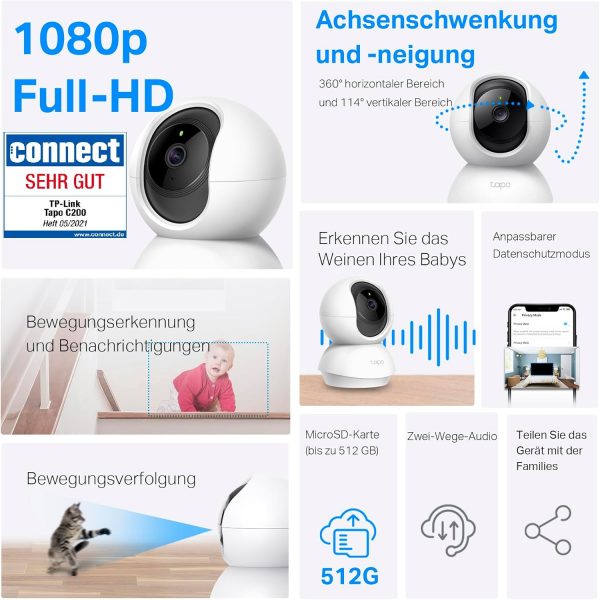 Tapo TP-Link C200 360°-WLAN-Überwachungskamera für den Innenbereich – Bild 3