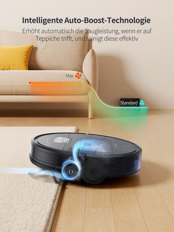 HONITURE Saugroboter mit Wischfunktion,G20 Pro Staubsauger Roboter mit 4500Pa Starke Saugkraft,7,6 cm Roboterstaubsauger mit APP Steuerung 180 Min Laufzeit,Ideal für Tierhaare,Teppiche und Hartböden – Bild 4