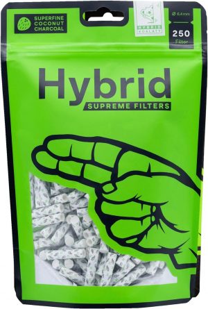 Hybrid Slimfilter - 250er Beutel - Aktivkohlefilter, 6,4mm, Halb Zellstoff Halb Aktivkohle, Weiß