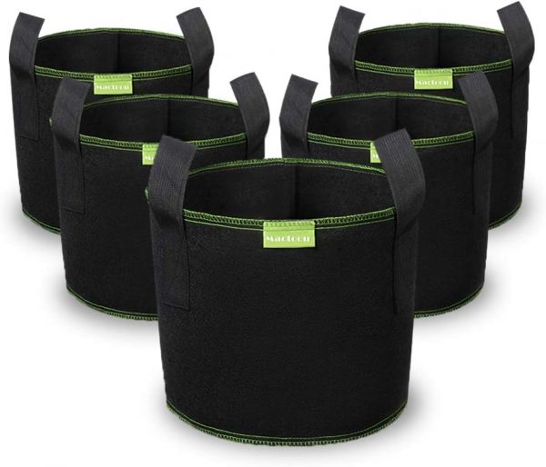 Mactoou Pflanzentaschen - Töpfe – 5 Stück, 12L Pflanzsack, Vliesstoff, 3 Gallonen