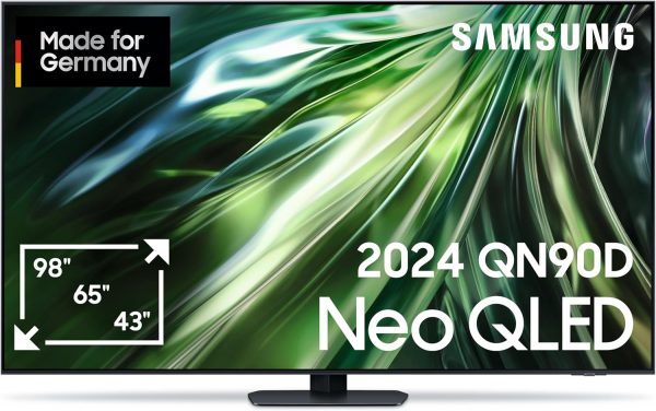 Samsung Neo QLED 4K QN90D Fernseher 50 Zoll, Samsung TV mit Neural Quantum 4K AI Gen2 Prozessor, Quantum-Matrix-Technologie, AI 4K Upscaling, Smart TV, KI TV, GQ50QN90DATXZG, Deutsches Modell [2024]