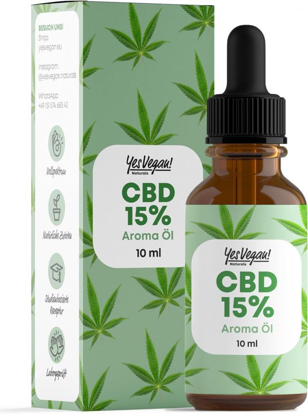 Yes Vegan® CBD-Öl 15% - Vollspektrum Hanf-Tropfen - 1500mg CBD